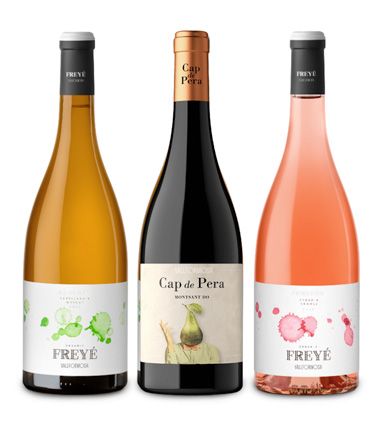 Vi blanc Freyé, negre Cap de Pera i rosat Freyé Vallformosa